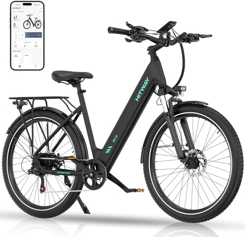HITWAY Vélo électrique, E Bike 27,5 Pouces pour Unisexe Adulte, Pedelec VAE avec Moteur de 250W, Batterie Lithium Amovible 36V 13Ah, VTC Électrique 7 Vitesses, Autonomie 60-100 km