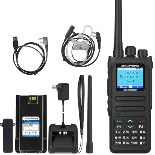 BAOFENG DM-1701A DMR Radio Digital Analog Walkie Talkie GD-77 Dual Band 5W Handheld Radio 3000CH Upgrade Appearance of DM-1701 Two Way Radio with Programming Cable and Air Tube Headset