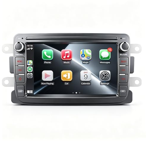 Autorradio con CarPlay y Android Auto inalámbricos para Dacia Sandero Duster Logan Dokker y Capture y Renault Radio con Pantalla táctil Bluetooth FM y cámara de Marcha atrás Sistema Linux
