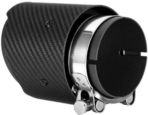 ZAICOLER Auspuffblende in Carbonfaser-Optik für Serienmäßige 76-mm-Rohre. Verbessert den Abgasdurchsatz und Steigert die Fahrzeugleistung. Matte, Gerade Kante. 80-mm-Einlass, (Komplett mattschwarz)