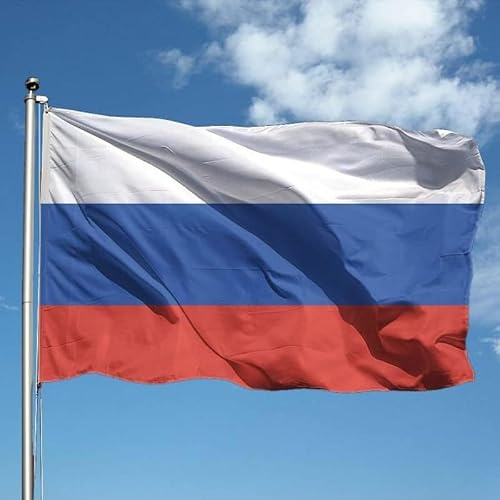 Bandiera Russia 300x450 cm in Poliestere Nautico Ignifugo 115 g/mq per Uso Interno ed Esterno con Finiture Professionali, Doppie Cuciture, Corda e Guaina, Colori Brillanti e Duraturi - Made in Italy
