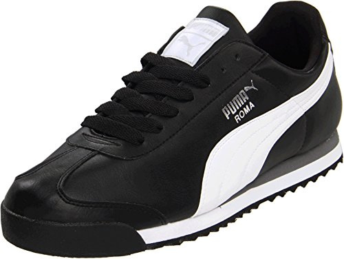 PUMA Men's Roma Basic Sneaker, Black White Silver, 11 UK