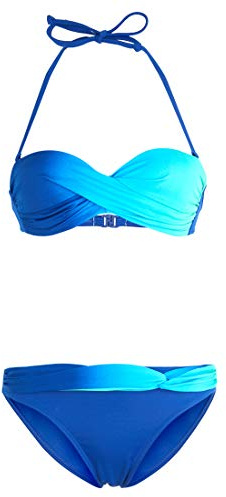 Lascana Damen Bügel-Bandeau-Bikini | mit Farbverlauf, Bügel, wattierte Cups, abnehmbare Nackenträger, Twist-Optik für perfekten Halt