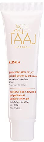 TAAJ | Strahlende Augenpflege - KERALA | Gel gegen Schwellungen und Augenringe | Reduziert Flecken im Zusammenhang mit Müdigkeit | Reich an regenerierenden Wirkstoffen | Aloe Vera | 30 ml