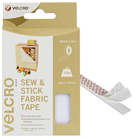 Velcro VEL-EC60265 Nastro Adesivo Multiuso 20 mm x 1m, Colore Bianco