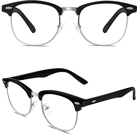 CGID CN56 Vintage Inspired Horn Rimmed Nerd UV400 Clear Lens Glasses,Matte Black