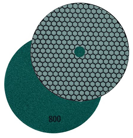 Disco abrasivo diamantato professionale EDW per levigatura a secco, 125 mm, grana 800, supporto adesivo, per pietra naturale e artificiale, granito, marmo, vetro, ceramica e piastrelle