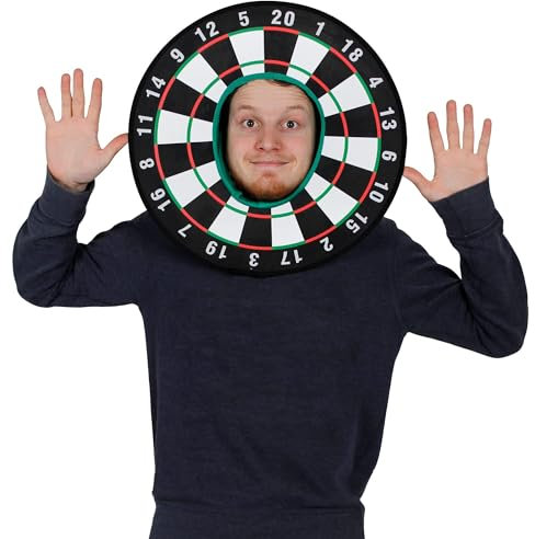 DARTSCHEIBE KOSTÜM HUT UNISEX DARTSCHEIBE NEUHEIT SPORT ZUBEHÖR MIT BEFESTIGTER KAPUZE PERFEKT FÜR JUNGGESELLENABSCHIED, PUB KRIECHT + SPORT EVENTS - ERHÄLTLICH IN MEHRFACH-PACK GRÖßEN - PACK OF 6