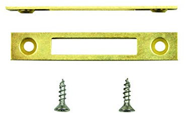 SN-TEC Möbel Flach Schließblech für Türen, Klappen und Schubladen geeignet, zum aufschrauben oder einlasssen 10x60mm, vermessingt messingfarben (10 Stück) incl. Befestigungsmaterial