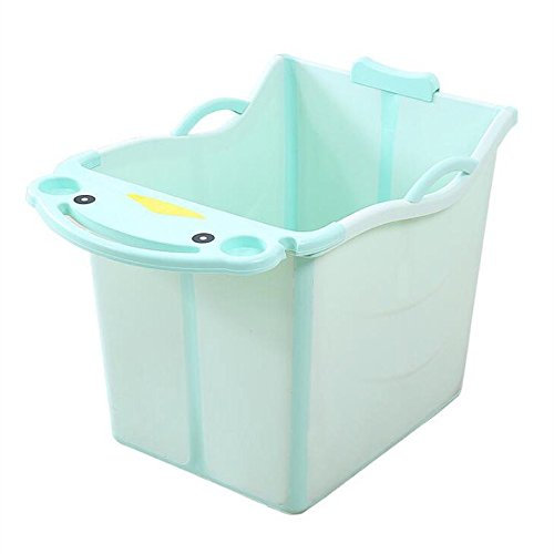 AIBAB Faltbar Baby Badewanne Bad Badeeimer Große Größe Kind Kann Sitzen Verdicken Surround Schloss Temperatur Platzsparend,Green