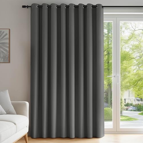 Deconovo Super Soft Window Treatment Eyelet Thermal Insulated Wide Width Blackout Curtain for Kidsroom 100 x 95 Inch Light Grey 1 Panel