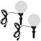 Trango 2er Set 200 Gartenkugel Leuchte IP44 Kugelleuchte 20cm ? in Weiß *GARDEN* mit je 5m Kabel & je E27 Fassung geeignet für LED Lampe Kugellampe Gartenleuchte Außenlampe ohne Leuchtmittel