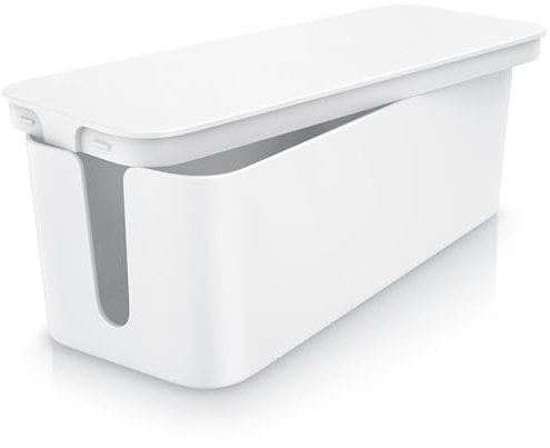 CSL - Kabelbox Groß 41cm - XXL Kabelmanagement Box - Box zum Kabel verstecken - Kabel Organisator - Schutz und Sicherheit - Anti Rutsch Boden - Weiß