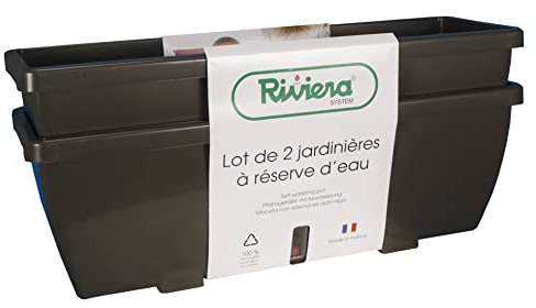 Riviera Jardinière de Eva, 57cm, Gris, Lot de 2