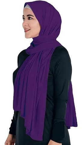 Lina & Lily Maxi Hijab Jersey Premium, Kopftuch Schal Turban für Muslimische Frauen (Dunkelviolett)