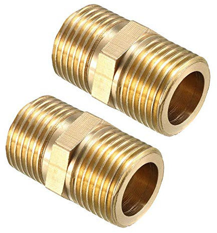 BE-TOOL BSP Thread 3/8 Male to 3/8 Male Brass Straight Adaptor Male Thread Connector for Hose Pipe (Pack of 2)