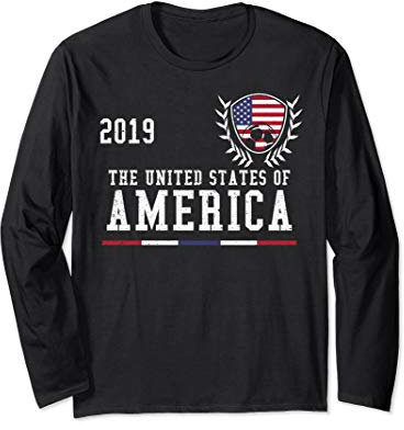 United States Football Jersey 2019 American Soccer Jersey Long Sleeve T-Shirt