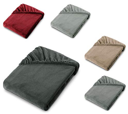 aqua-textil Feelwell Spannbettlaken 200 x 200 cm anthrazit Coral Fleece Spannbetttuch Mikrofaser Laken