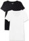 Amazon Essentials Camiseta de Cuello en Pico de Manga Corta y Ajuste Entallado Mujer, Pack de 2, Negro/Blanco, M