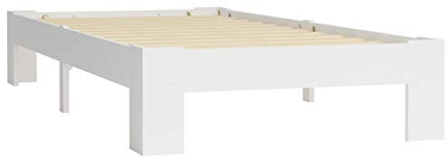 Festnight Bettgestell Holzbett Futonbett Bett Bettrahmen Lattenros Seniorenbett Balkenbett Holz Weiß Massivholz Kiefer 90 × 200 cm