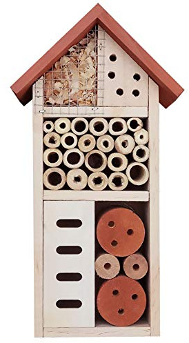 Lulu Home Wooden Insect House, Hanging Insect Hotel for Bee, Butterfly, Ladybirds, Beneficial Insect Habitat, Bug Hotel Garden, 10.4 X 3.4 X 5.4 Inch