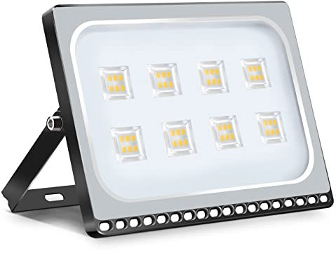Viugreum® Projecteur LED 50W, LED Projecteur 5000LM【Ultra-Mince】Blanc Chaud 3000K, LED Exterieur IP67, Spot Projecteur pour Jardin/Stade/Garage/Entrepôt/Magasin/Atelier/Dépôt