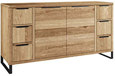 Woodkings Waschtisch Sydney massiv Holz Wildeiche I Bad Unterschrank BxHxT: 138x60x45 I Doppelwaschtisch Badezimmer I Badkommode mit Schubkästen und Türen