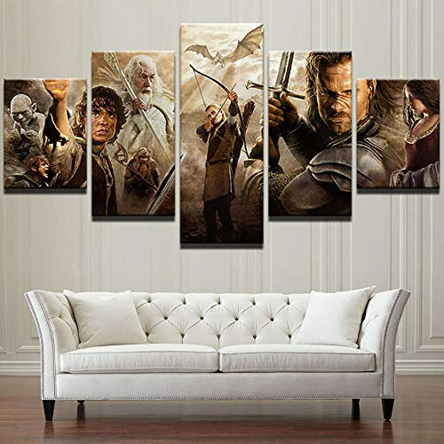 YUANJUN Wanddekoration Design Wandbild 5 Teilig Premium Poster Stilvolles Set Mit Passenden Bilder Als Wohnzimmer Deko Bilderrahmen Leinwandbild Herr Der Ringe Filme