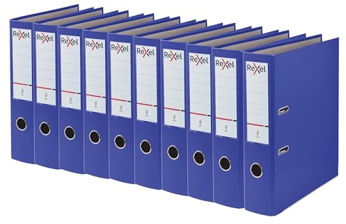 Rexel Pack of 10, Blue, A4 Lever Arch Files, 75mm Spine, Holds 500 Sheet | Strong Polypropylene Filing Folders, Perfect for Organising Your Paperwork, Well Suited For Home, Office and School Use