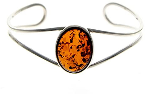 SilverAmber Jewellery UK - 925 Sterling Silber mit baltischem Honig Bernstein Armreif GL532.