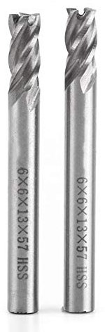 2 pezzi HSS 4 flauti Frese a candela, 6mm Fresa a candela Trapano per metalli Incisione Fresatrice Bit Utensile CNC