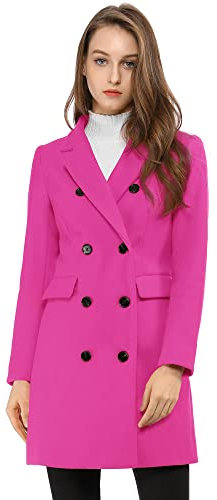 Allegra K Abrigo De Trinchera Gabardina Doble Hilera De Botones Solapa Con Muescas Para Mujer Fucsia M