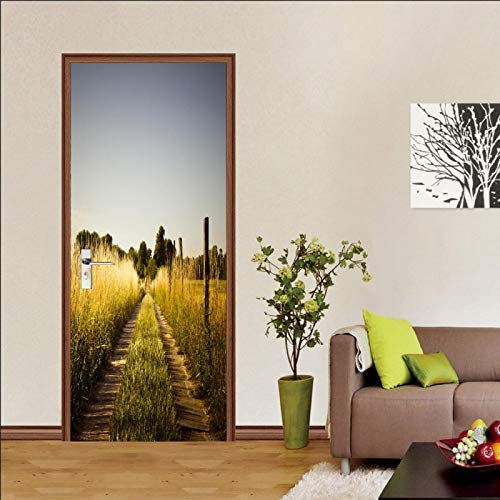LuSeven türbilder selbstklebend Zaun Bauernhof Pflanze 90x200cm(35.43 inches * 78.74 inches) Tür Tapete Aufkleber Wandbild Poster 3d Foto selbstklebend wasserdicht Peel and Stick abnehmbare Vinylfolie