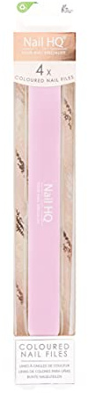 Nail HQ Professional Coloured Nail Files (Pack of 4) – Durable Double-Sided Emery Boards for Smoothing, Shaping & Filing Natural or Acrylic Nails