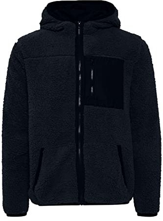 Solid SDLuka Fleecejacke Herren Übergangsjacke Fleece Jacke mit Teddy Fell mit Kapuze Regular Fit Brusttasche Regular fit, Größe:L, Farbe:Insignia Blue (194010)