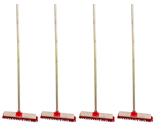 4er Set Straßenbesen Besen 60 cm mit 120 cm Holzstiel Gartenbesen Holzbesen Kehrbesen Holz Industriebesen