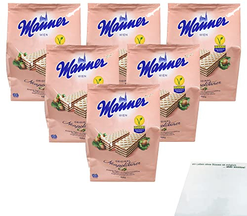 Manner Original Neapolitaner Haselnuss Schnitten 6er Pack (6x400g Beutel) + usy Block