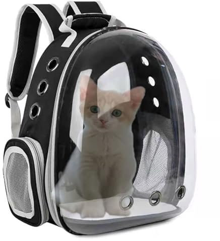 Zaino per animali domestici, per cani di piccola taglia, con capsula spaziale trasparente, per cani di piccola taglia, gatti e compagnie aeree, colore: nero