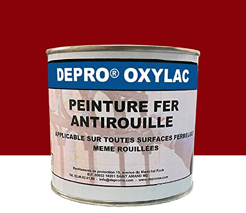 OXYLAC Peinture antirouille pour métal neuf et rouillé - 500GR (ROUGE FLAMME)