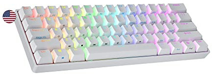 Ranked N60 Nova Mechanische 60 Prozent Tastatur | Hotswap Gaming Keyboard | 61 Programmierbare Tasten mit RGB Beleuchtung | PC/Mac Gamer | US American Layout (Weiß, Gateron Blue)