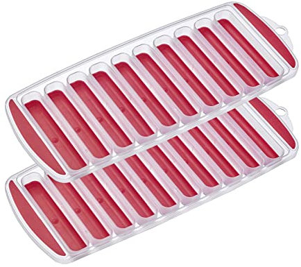 Westmark Stixx 52302270 - Juego de 2 moldes para hacer 2 x 10 palillos de hielo de plástico, color rojo y transparente