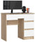 AKORD Schreibtisch A7 90 cm | 4 Schubladen Rechts | Computertisch | Für Zuhause | Für das Büro | Für die Arbeit | B90 x H77 x T50 cm | Gewicht 30,50 kg | Sonoma Eiche/Weiß