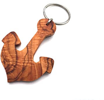 medina mood Schlüsselanhänger Anker Handgemacht aus Olivenholz Hochwertig Geschenk