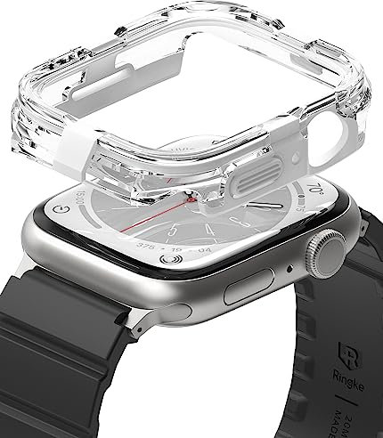 Ringke Fusion Bumper Diseñado para Funda Apple Watch Series 9, 8, 7 (45 mm), SE 3, 2, 1 (44 mm) Funda Protectora de Doble Capa - White
