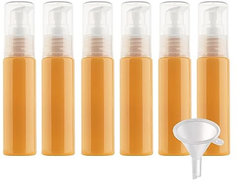 BPZXL 10 pièces 30ml Orange flacons vides en Plastique, Flacon Vide Pompe Cosmétique Bouteilles pour Cosmétique Savon Huile Essentielle Lotion Gel
