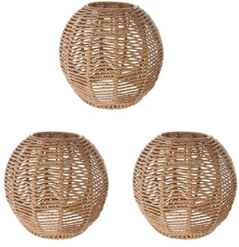 SRMAN Lot de 3 abat-jours en rotin tressé fait à la main - Style rétro