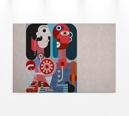 A.S. Création Leinwandbild Menschen abstrakt - Kunstdruck grau rot - 90x60 cm Querformat - Moderne Wanddekoration Schlafzimmer Wohnzimmer Küche - Bild auf Keilrahmen