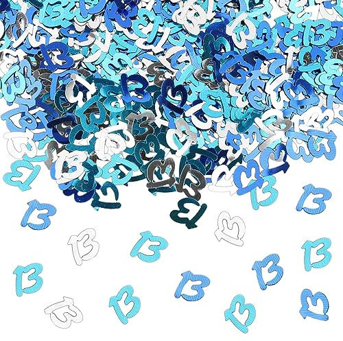 GoldRock Konfetti 13. Geburtstag Männer Frauen Deko Blau, Tischdeko, Streudeko, 13er Confetti