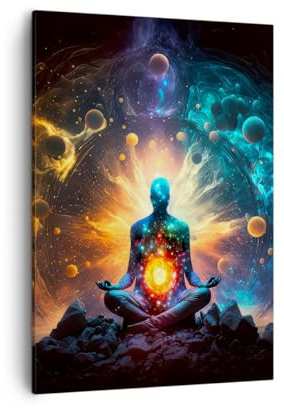ARTTOR Bilder auf Leinwand 50x70 cm Wandbild Fantasy Weltraum - 5537 | Vorstellung Universum Energie Vertikal Klein Wanddekoration Wohnzimmer Schlafzimmer Wandkunst Wanddeko Kunstdruck ARTTOR