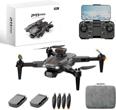 Drohne P11 PRO Drohne, bürstenlose Motoren, 2 Kameras, 1080p, Reichweite 500 m, 2 Batterien, Anti-Hürdenmodus, 2 Batterien von 20 Minuten, präziser und stabiler Flug